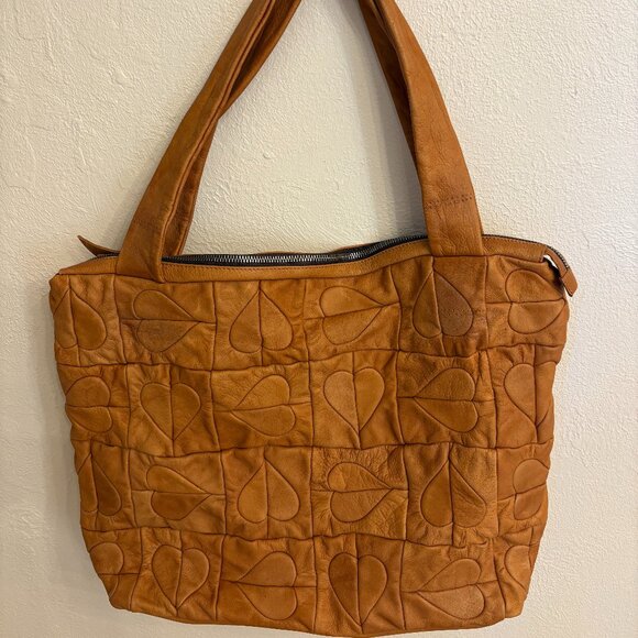 ITALIAN SOFIA C Cardoni SHOULDER HOBO SATCHEL BAG Brown LEATHER Heart with tags - Picture 1 of 14